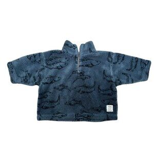 Cozy Toes Infant Fuzzy Sherpa Fleece 1/4 Zip Jacket Sharks Style 18 Months